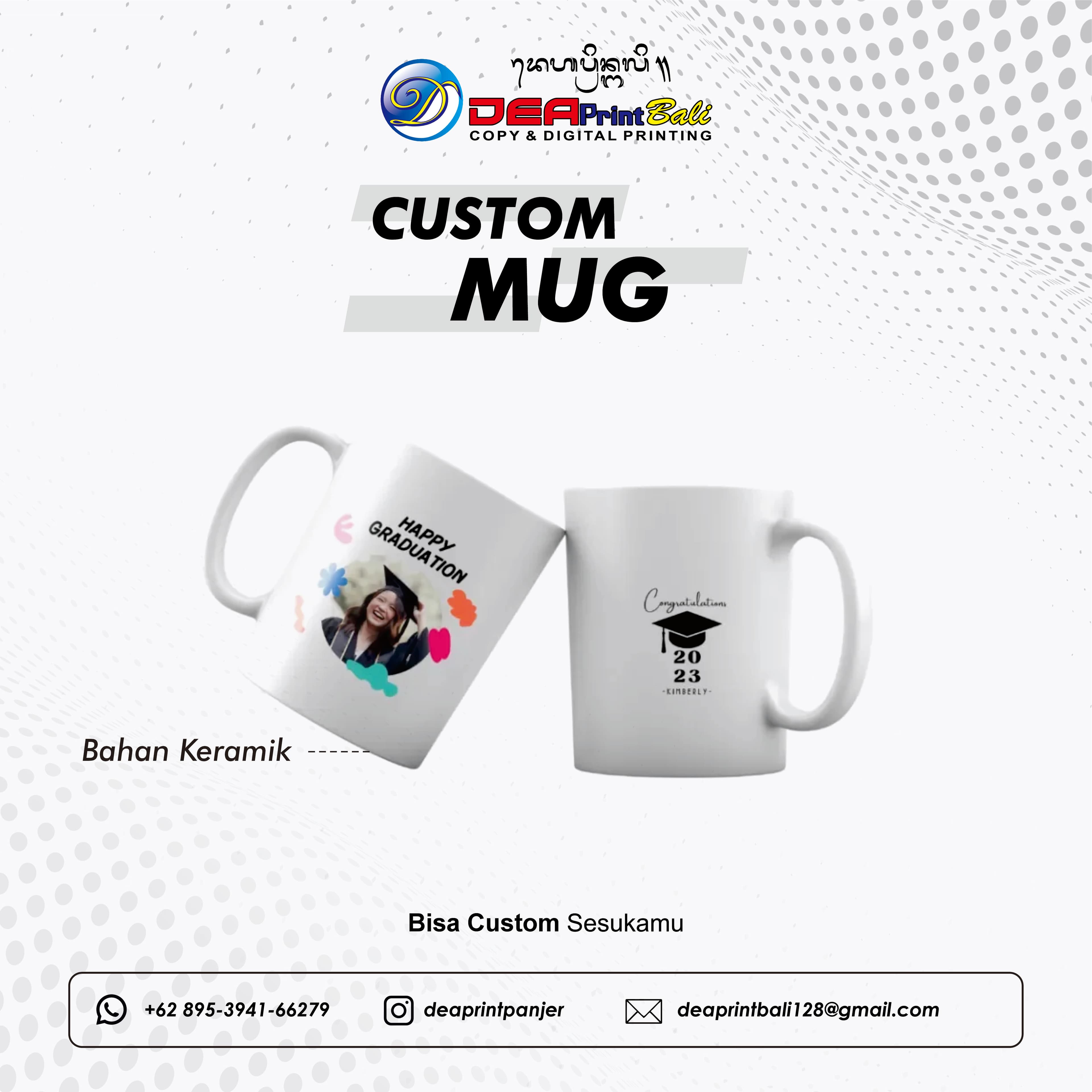 Cetak Mug Gelas (Gambar Custom)