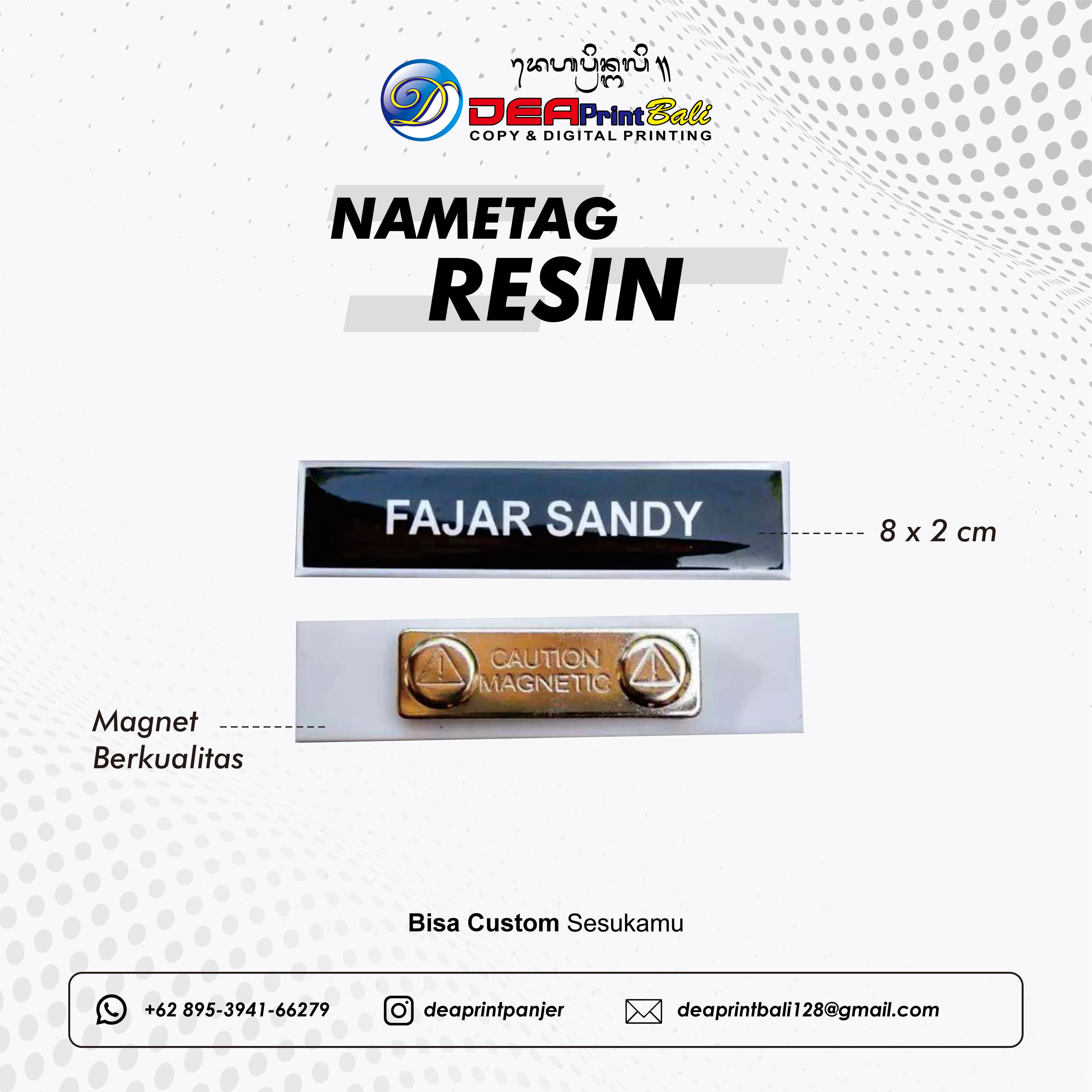 Nametag Resin Timbal Kilap